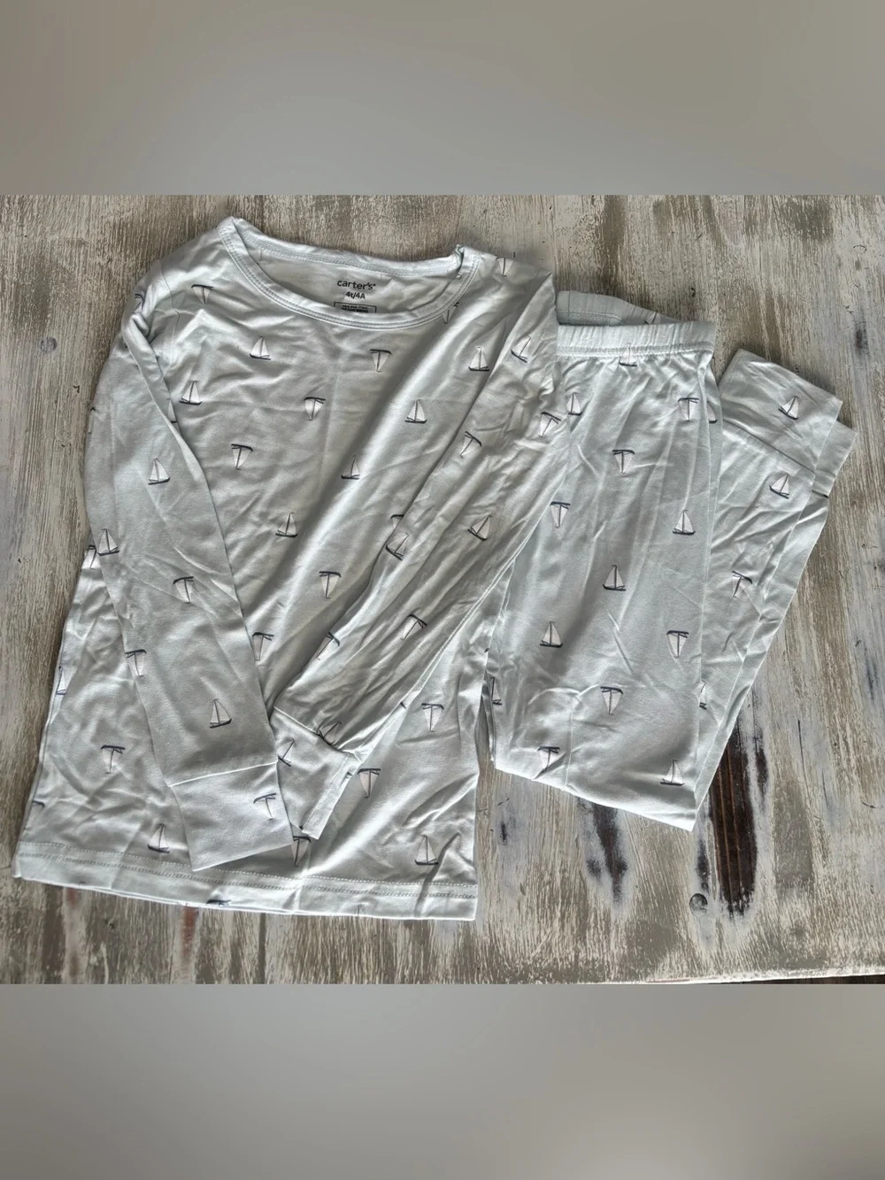 NWOT Carter's PurelySoft Allover Sailboat Print Pajama Set, 4T